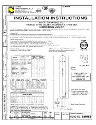 5200 sc series installation instructions piston type water