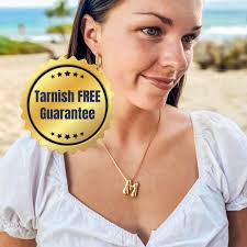 Gold Bubble Letter Initial Necklace