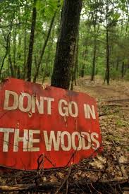 Don T Go In The Woods The Sign Sat At The Edge Of The Woods Where Lee Took Lynn And June Out To Practice Shooting Haunted Woods Haunting Red Riding Hood
