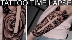 Watch in hd for better experience / assista em hd para uma melhor experiência contact: Roses Cross Silhouette Tattoo Time Lapse Youtube
