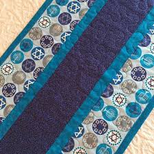 Hanukkah Table Runner Quilt Blue White Aqua Channukah Etsy Quilted Table Runners Blue Quilts Table Runners