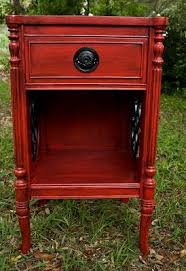 Modernly Shabby Chic Furniture Red And Black Glazed Nightstand End Table Shabby Chic Diy Shabby Chic Dresser Shabby Chic Room
