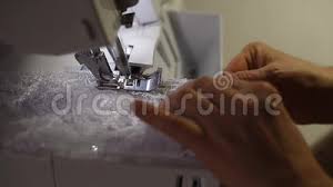 Stitching White Lace Sleeve By Hands On Sewing Machine Lighting On Needle And Presser Foot Close Up Side Top Angle Stock Video Video Of Lighting Business 152305413