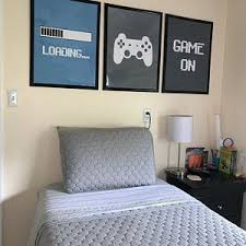 Design and decoration games featuring bedrooms of different styles and sizes. Video Game Wall Art Gaming Wall Art Set Of 3 Blue Gray Etsy Boys Room Blue Boys Room Decor Boys Bedroom Makeover