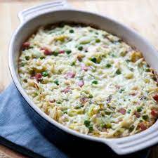 Recipe Creamy Baked Orzo With Ham Peas And Leeks Recipe Leek Recipes Recipes Cooking