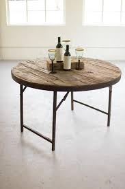 Kalalou Wooden Round Folding Tent Table In 2020 Coffee Table Industrial Style Table Table