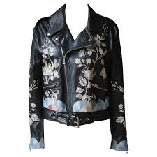 Pin On Flower Painted Leather Jacket
