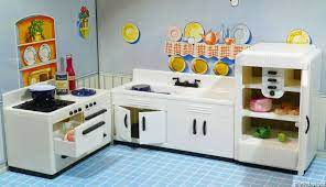 Rare Ideal Deluxe Kitchen Set Vintage Dollhouse Furniture 1 16 Renwal Marx Tin Dollhouse Kitchen Furniture Dollhouse Furniture Vintage Dollhouse