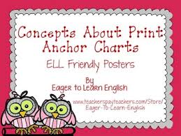 Concepts About Print Anchor Charts Ell Friendly Posters