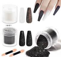 Nail Art Glitter Powder White Black Sugar Effect