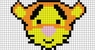 Winnie The Pooh Tigger Pixel Art Easy Pixel Art Pixel Drawing Minecraft Pixel Art