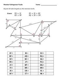Monster Pythagorean Puzzle Finding Side Lengths Using The Pythagorean Theorem Pythagorean Theorem Theorems Math Charts