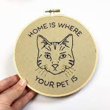 Home Is Where Your Pet Is Embroidery Hoop Art Cat Modern Etsy Embroidery Hoop Art Hoop Art Hand Embroidery Art