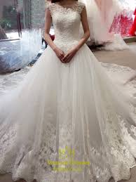 ♥♥♥ we can customize colors, size, modify the train, sleeve etc. Elegant Cap Sleeve Lace Embellished Cathedral Train Wedding Dress Vampal Dresses