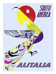 South America Alitalia Italian Air Company 1960 S Vintage Airline Travel Poster By Gregori Featuring A South America Travel Posters Vintage Airline Posters