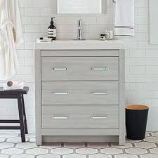 For double vanities, a width range of 60 to 72 inches is standard. 199 30 Inch Woodbrook Sky Elm Home Depot Bathroom Vanity Home Depot Bathroom White Vanity Bathroom