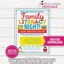 Family Literacy Night Flyer Book Sale Pta School Fundraiser Etsy In 2020 Family Literacy Night Literacy Night Family Literacy