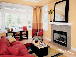 Red Couch Light Yellow Accent Wall Living Room Red Red Couch Living Room Family Living Rooms