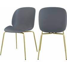 Grey Mid Century Accent Dining Chair Gold Legs Set Of 2 In 2020 Gold Dining Chairs Gold Furniture Side Chairs