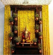 Marigold Ganpati Decoration At Home Flower Decoration For Ganpati Janmashtami Decoration