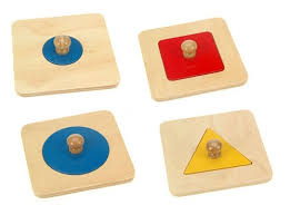 Sturdy wooden puzzles in the primary colors red, yellow and blue. Montessori Single Shape Puzzles Shape Color Sorters Baby Toddler Toys Kiririgardenhotel Com