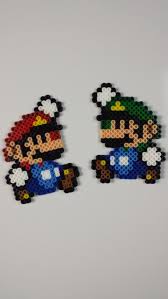 Mario And Luigi Nes Snes Hybrid Perler Bead Sprite Perler Bead Mario Bead Sprite Perler Bead Art