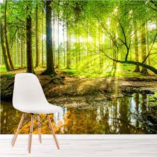 Wallums adhesive wall murals are a simple diy wall covering that will dramatically change your space. Green Trees Forest Wall Mural Wallpaper