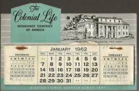 Colonial penn life insurance products are sold per unit, with some insurance plans starting at $9.95/mo. 1962 The Colonial Life Insurance Co Of America Calendar East Orange Nj Ebay