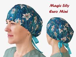 Floral Scrub Cap for Woman, Surgical Cap With Buttons, Nurse Cap