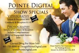 Covers the essential events and is the best balance of budget and coverage. Bridal Show Special Pointe Digital