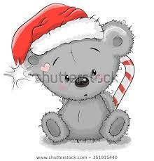 Cute Cartoon Teddy Bear In A Santa Hat On A White Background Christmas Drawing Santa Hat Vector Cute Cartoon