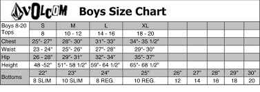 21 Conclusive Volcom Size Chart Youth