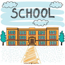 School Building Hand Drawn Scene School Illustration School Building Drawing School