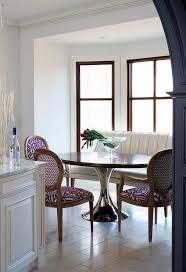 Still being a dining room, it is necessarily furnished with a long dining table and the afferent seats. Curved Dining Settee Design Ideas