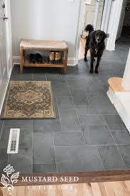 Black slate is a classic black floor tile, a high porcelain tile size 600x300mm. Montauk Blue Slate Tile In The Foyer Miss Mustard Seed