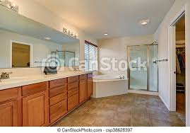 Order bathroom single/double sink vanities. Nice Bathroom With Lots Of Space Modern Brown Cabinets Double Sink And Corner White Bath Tub Nice Bathroom With Lots Of Canstock