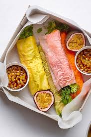 Rouleaux De Printemps A La Truite Fumee Orange Et Fruits De La Passion Recept Voedsel Ideeen Gerookte Forel Glutenvrij Eten