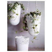 Plants with a tall and slim profile, like rubber plants or palms, will pop in this statement planter. Skurar Hanging Planter In Outdoor Off White 12 Cm Ikea