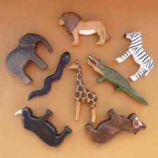 Wooden Safari Play Set 8 Pcs Wood Hippo Lion Giraffe Zebra Rhino Elephant Alligator Snake Wild African Animals Wooden Animals Play Set In 2021 Wooden Animals Wooden Animal Toys African Animals