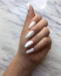 Black And White Acrylic Nail Ideas Glossy White Rhinestone Fake Nails Simplenaildesigns Nails Design With Rhinestones Rhinestone Nails White Nail Designs