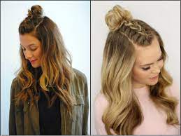 14 Easy Braid Hairstyles You Can Try Our Hairstyles Braided Top Knots Half Up Hair Hair Styles