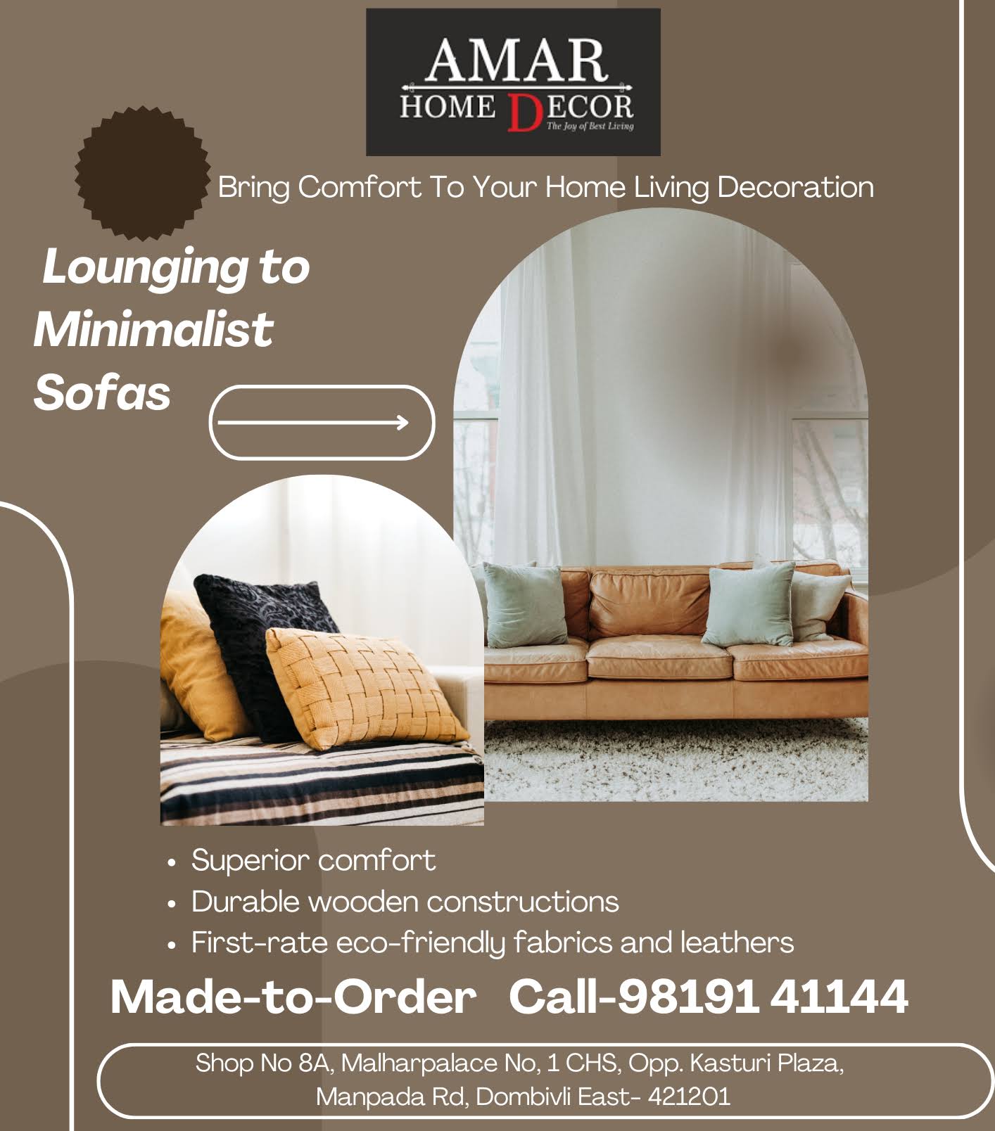 Amar Home Decor - Sofa and Cover, Foam matters, Wallpaper, product image