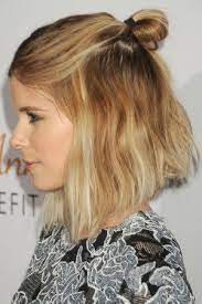 Why The Hun That S Half Bun Is Every Fashion Girl S New Go To Hairstyle Short Hair Bun Short Hair Styles Womens Hairstyles