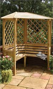 Feb 15 2017 Wood Corner Arbour With Roof And Lattice Work Detailing Pergola Wood Pergola Pergola Backyard