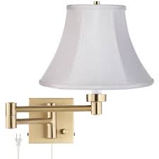 360 lighting traditional swing arm desk table lamp adjustable height antique brass cream burlap drum shade for living room bedroom. Barnes And Ivy Modern Swing Arm Wall Lamp Warm Antique Brass Plug In Light Fixture White Fabric Bell Shade Bedroom Bedside Reading Target