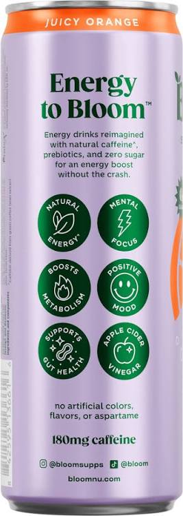 Bloom Sparkling Juicy Orange Energy Drink