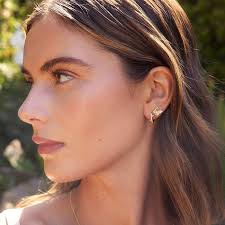 14k Solid Gold Minimalist Huggie Earrings, Round Moissanite Earrings for  Women, Bridesmaid Gift Statement Earrings, Birthday Gift for Women