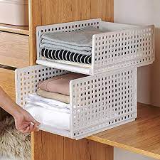 Impilabili per armadio cassettiere portaoggetti. Hoseejoy Ripiani Estraibili In Plastica Impilabili Con Cassetti Cestini Divisori Cassettiere Armadio E Camera Da Letto 34 Centimetri X 44 Centimetri X 18 Centimetri Bianca