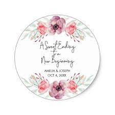 Violet Floral Wedding Favor Stickers Zazzle Com Wedding Stickers Wedding Favor Stickers Floral Wedding Favors