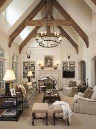 There is no doubt that vaulted ceilings add space to any room and create a feeling of openness and even hugeness. European Farmhouse 15 Vaulted Ceiling Living Room Farm House Living Room Living Room Ceiling